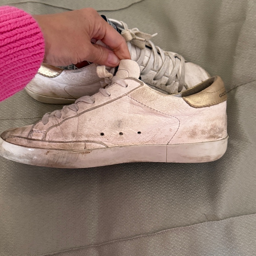 Golden Goose White and Gold Sneakers - Size 38 - Picture 11 of 13